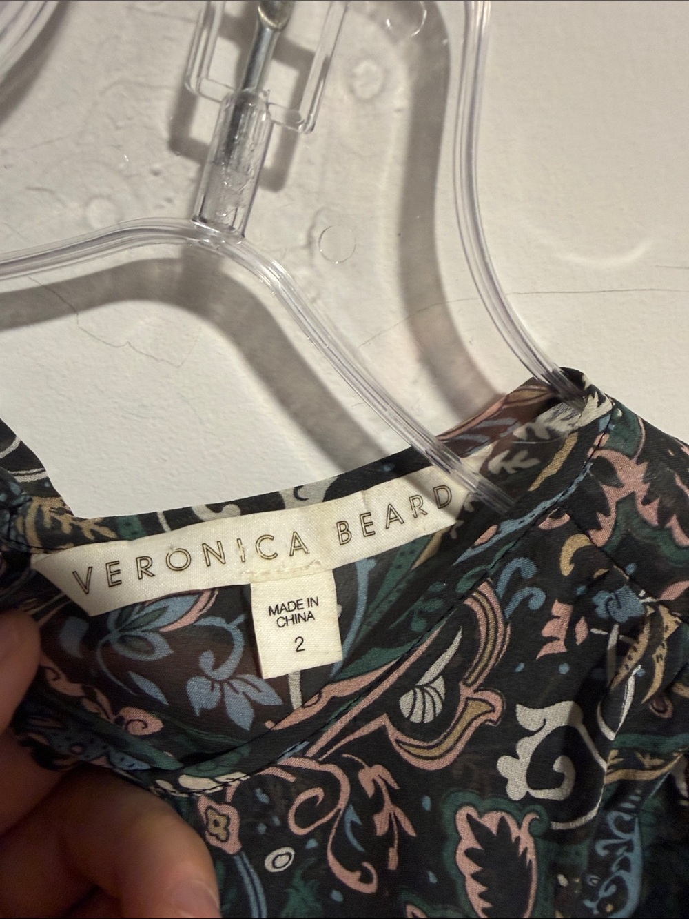 Veronica Beard Paisley Long-Sleeve Twist Front High-Low 100% Silk Blouse - Picture 3 of 9